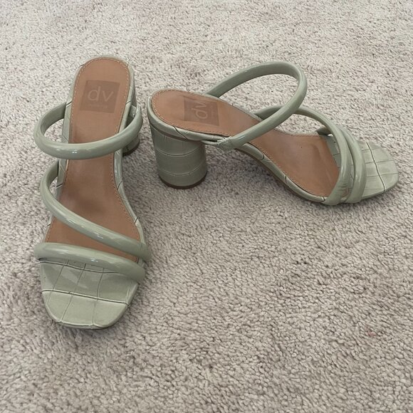 DV by Dolce Vita Myla Mules – Mint Green Block Heel Slip-On, Size 7.5 - Picture 2 of 8